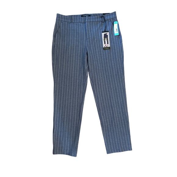 NWT 14 32 Liverpool Los Angeles Knit Trousers Pants Blue Stripe Renee Straight - Picture 1 of 7